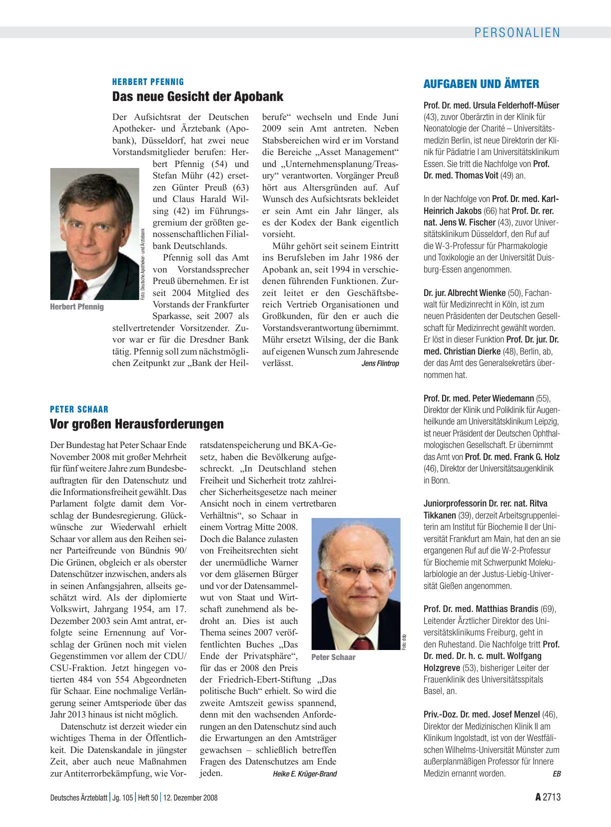 Vorschauseite 1: Peter Schaar: Vor großen Herausforderungen