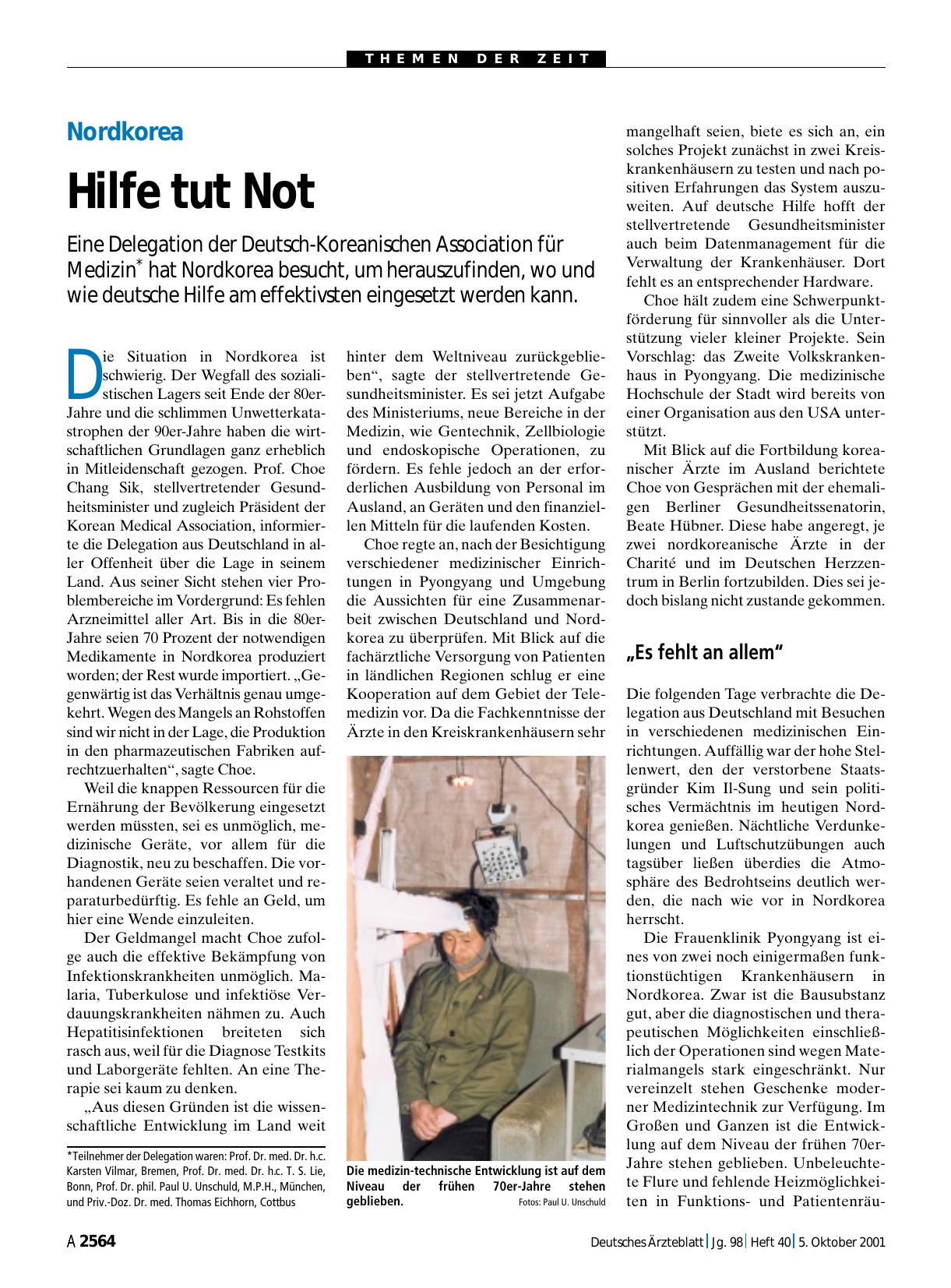 Vorschauseite 1: Nordkorea: Hilfe tut Not