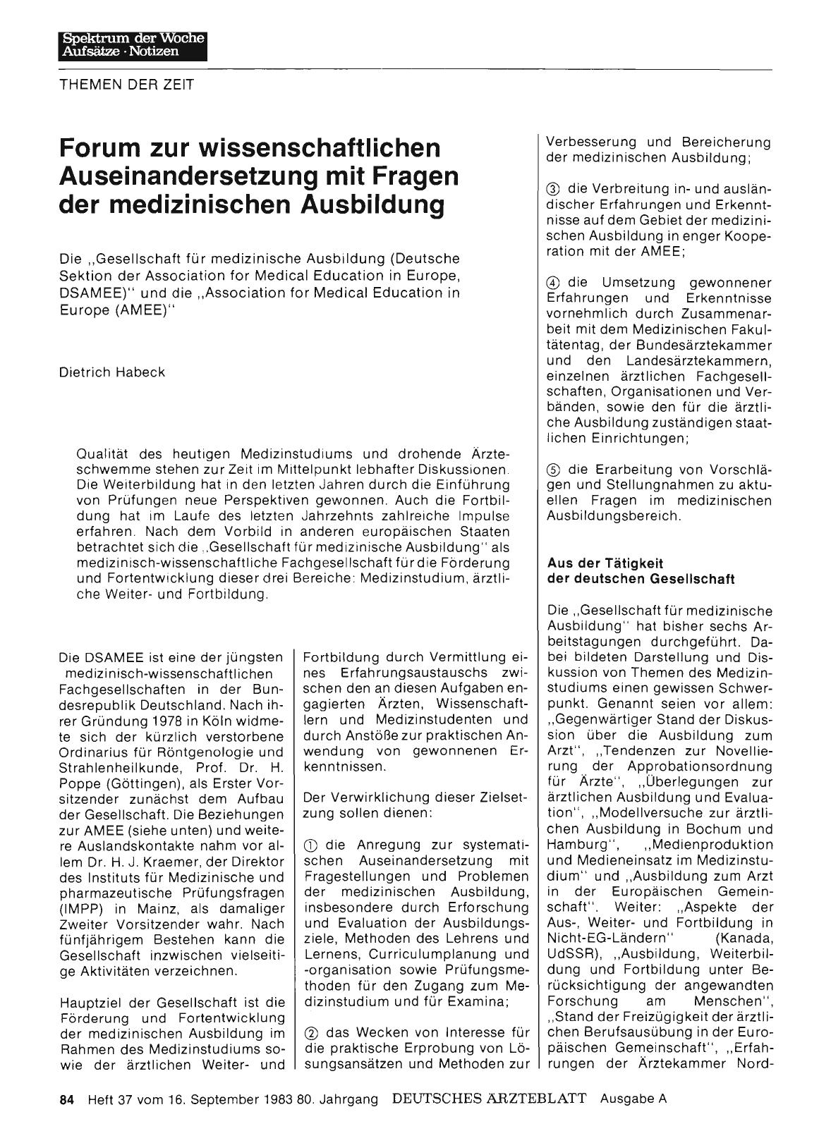 Vorschauseite 1: Forum zur wissenschaftlichen Auseinandersetzung mit Fragen der medizinischen Ausbildung