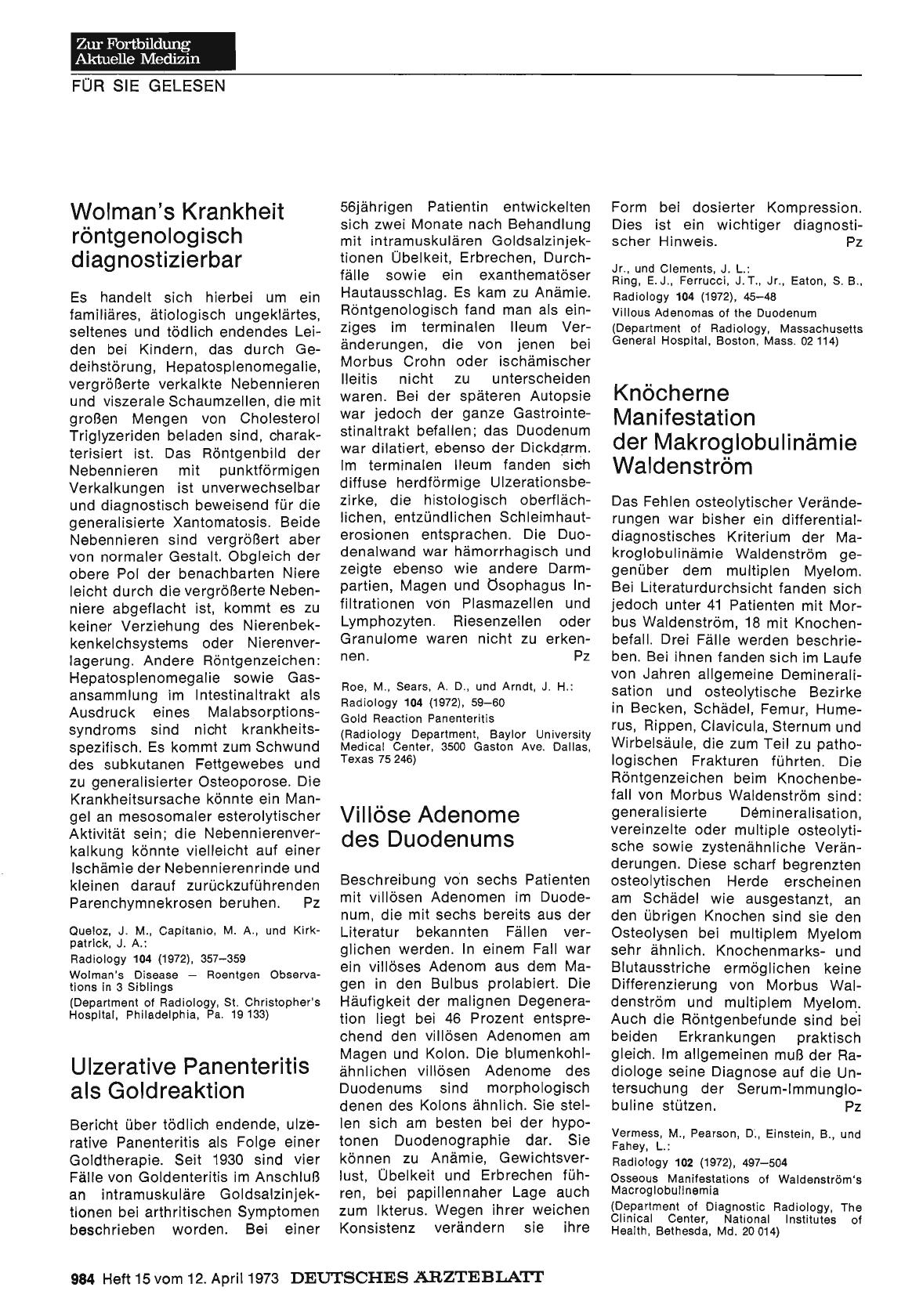 Vorschauseite 1: Ulzerative Panenteritis als Goldreaktion