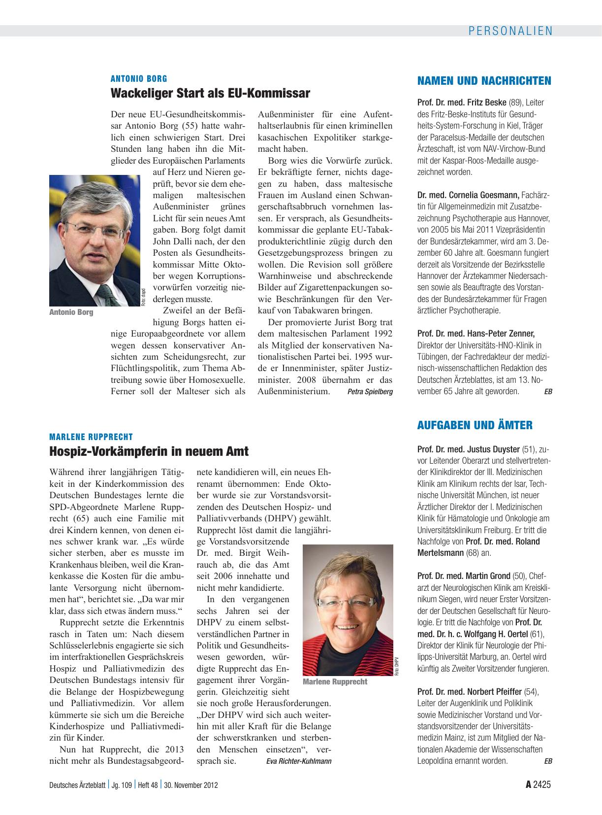 Vorschauseite 1: Namen und Nachrichten