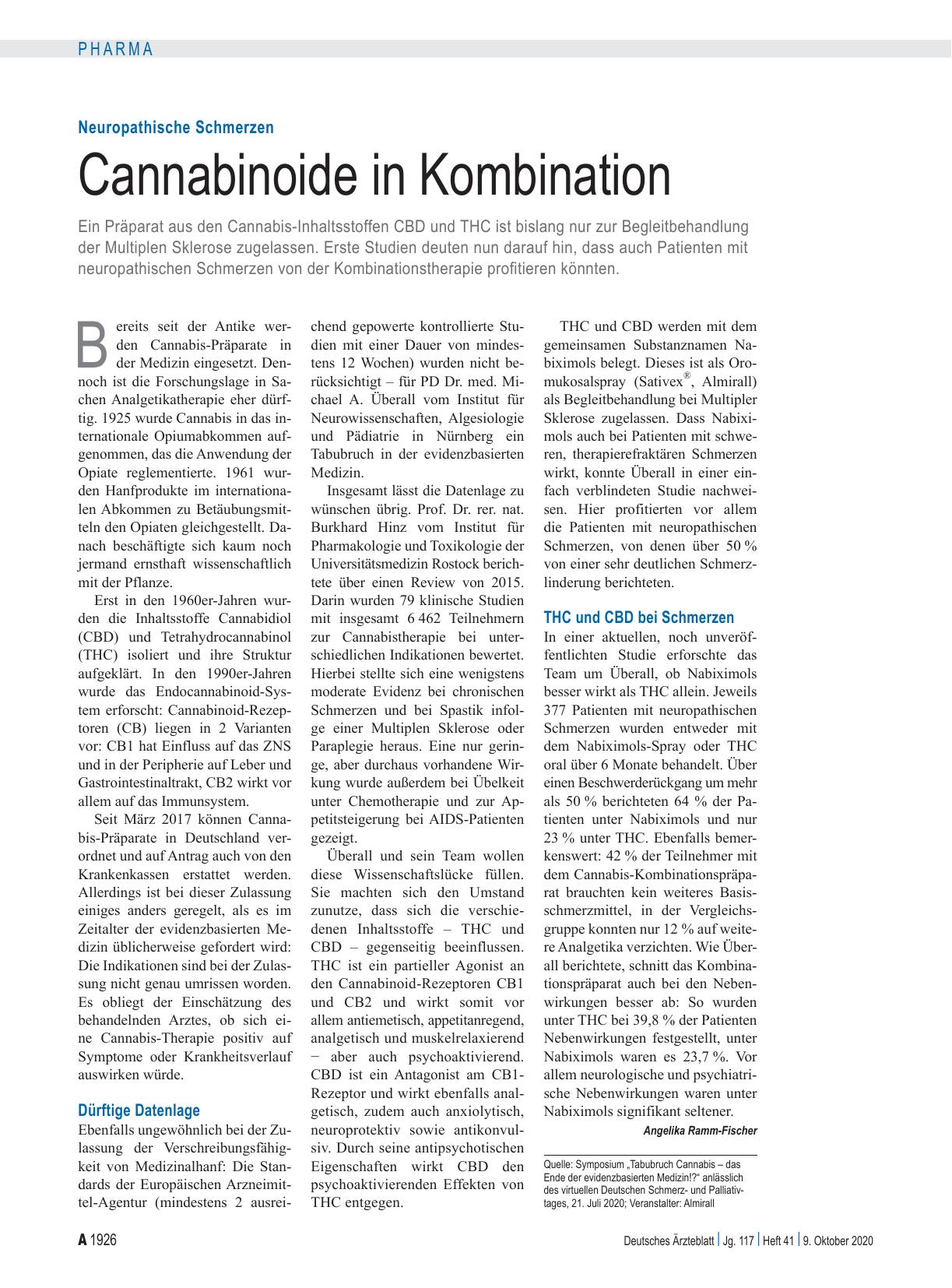 Vorschauseite 1: Neuropathische Schmerzen: Cannabinoide in Kombination