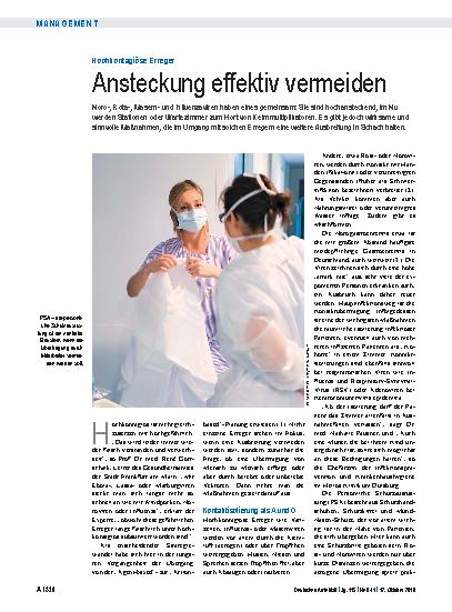 Vorschauseite 1: Hochkontagiöse Erreger: Ansteckung effektiv vermeiden