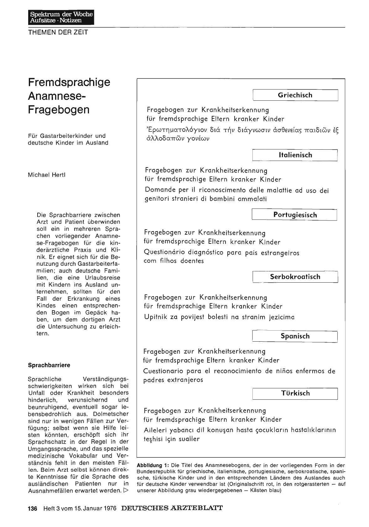 Vorschauseite 1: Fremdsprachige Anamnese-Fragebogen