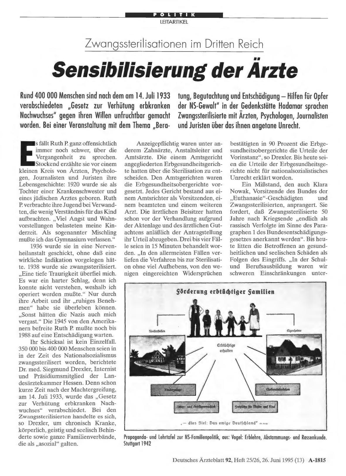 Vorschauseite 1: Zwangssterilisationen im Dritten Reich: Sensibilisierung der Ärzte