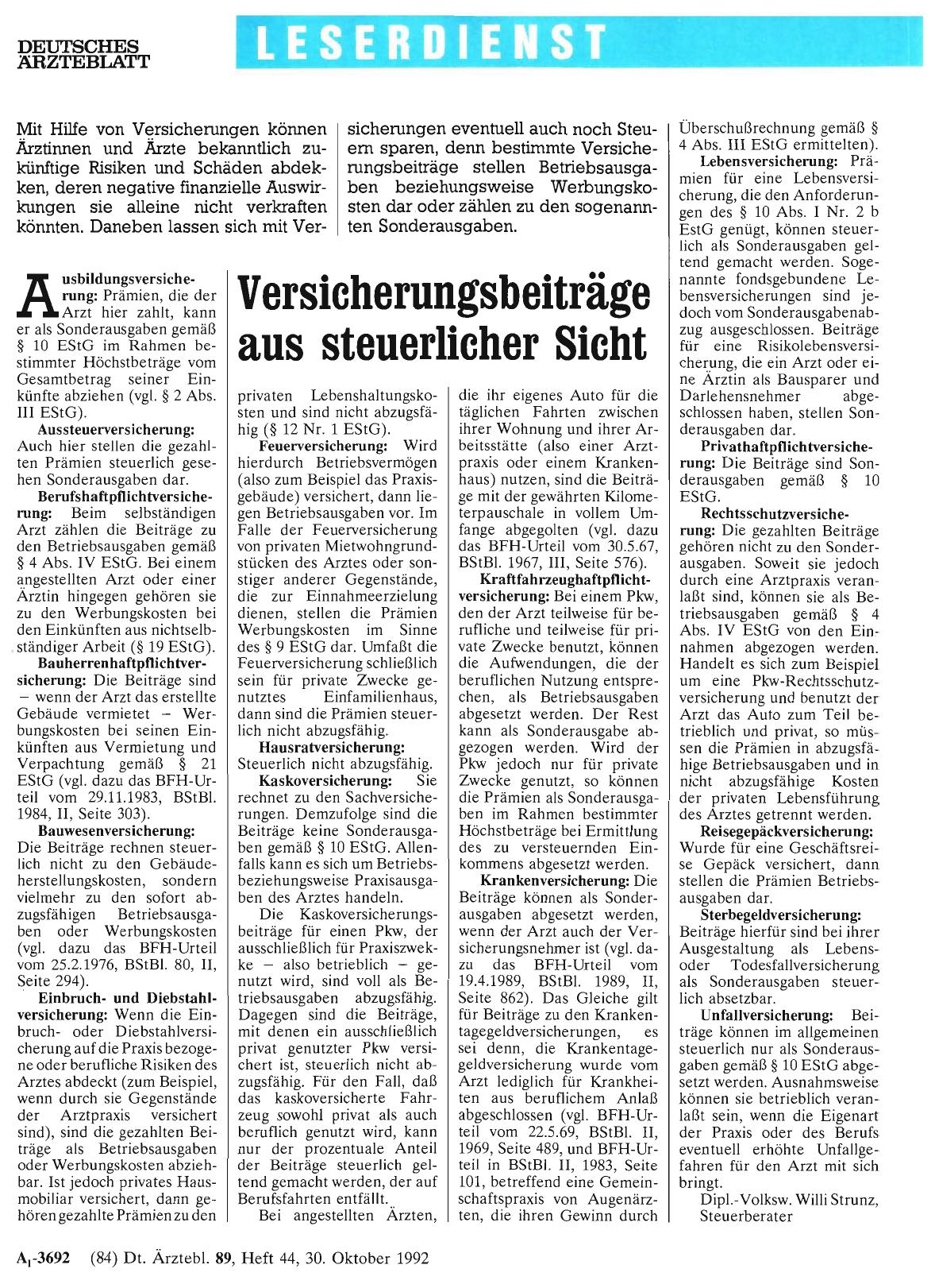 Vorschauseite 1: Versicherungsbeiträge aus steuerlicher Sicht