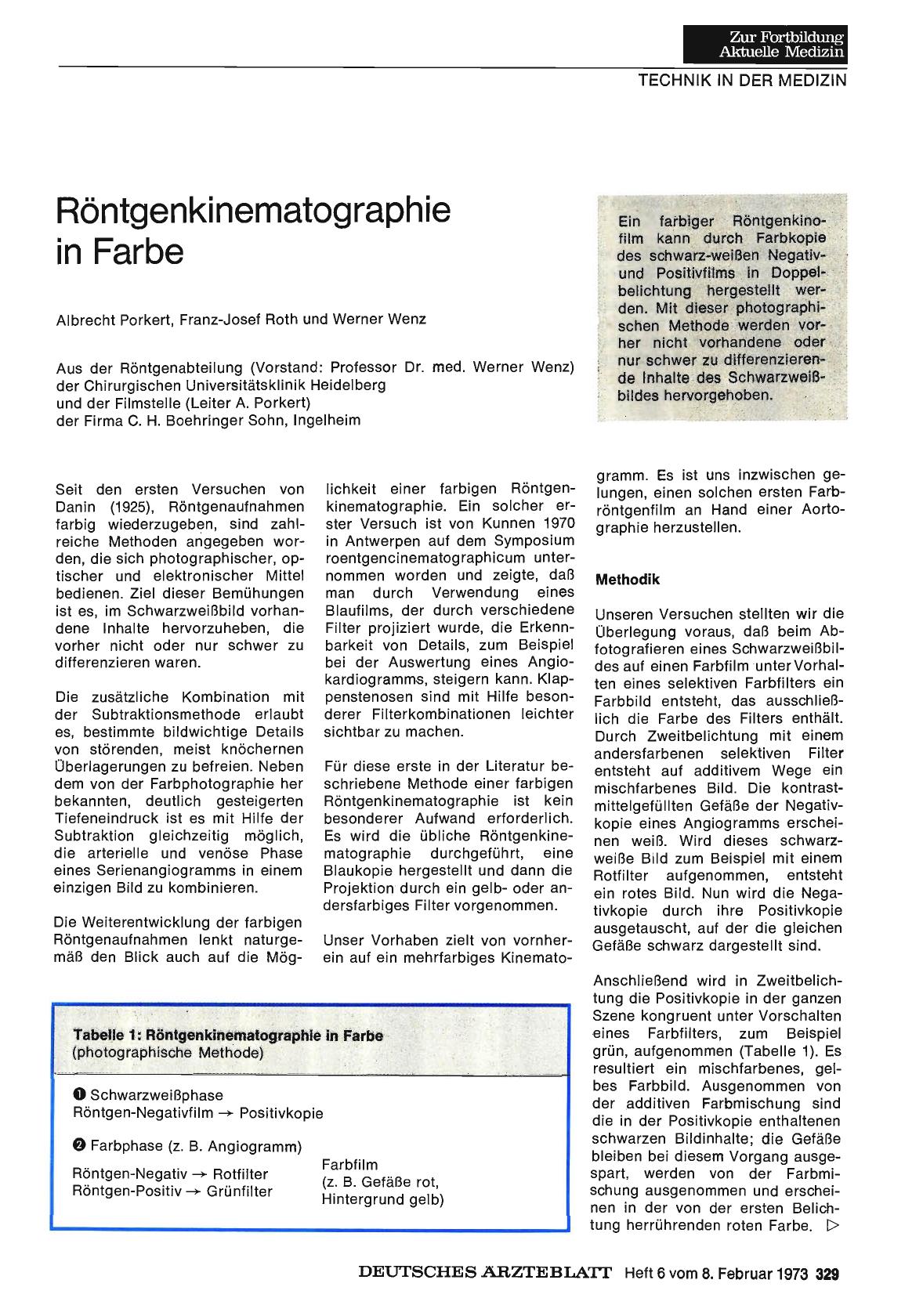 Vorschauseite 1: Röntgenkinematographie in Farbe