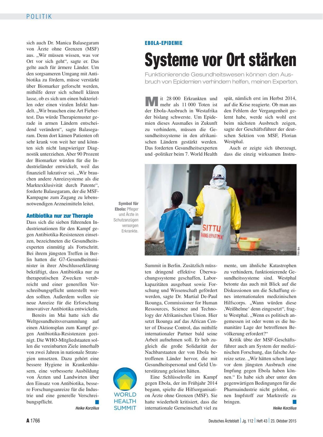 Vorschauseite 1: Ebola-Epidemie: Systeme vor Ort stärken