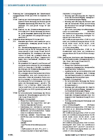 Vorschauseite 2: Beschluss des Bewertungsausschusses nach § 87 Abs. 1 Satz 1 SGB V in seiner 398. Sitzung am 25. Juli 2017 zur Änderung des Einheitlichen Bewertungsmaßstabes (EBM)