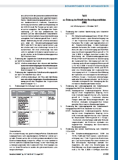 Vorschauseite 5: Beschluss des Bewertungsausschusses nach § 87 Abs. 1 Satz 1 SGB V in seiner 398. Sitzung am 25. Juli 2017 zur Änderung des Einheitlichen Bewertungsmaßstabes (EBM)