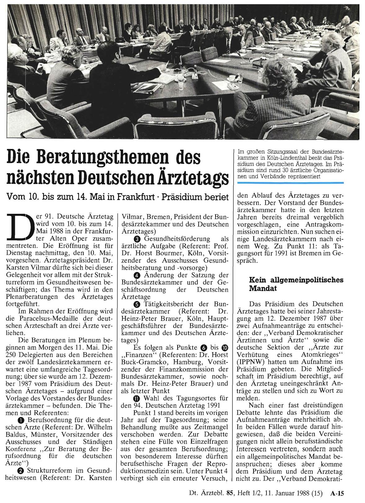 Vorschauseite 1: Die Beratungsthemen des nächsten Deutschen Ärztetags