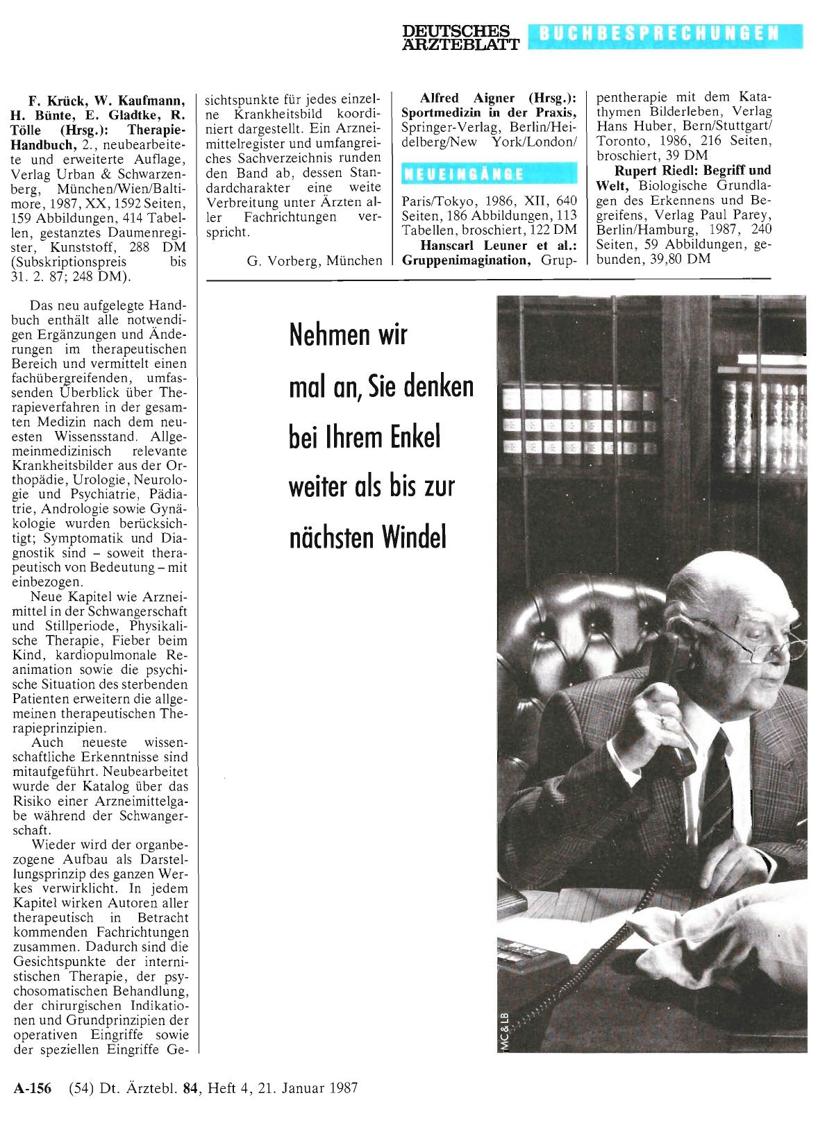 Vorschauseite 1: F. Krück, W. Kaufmann, H. Bünte, E. Gladtke, R. Tülle (Hrsg. ): Therapie-Handbuch