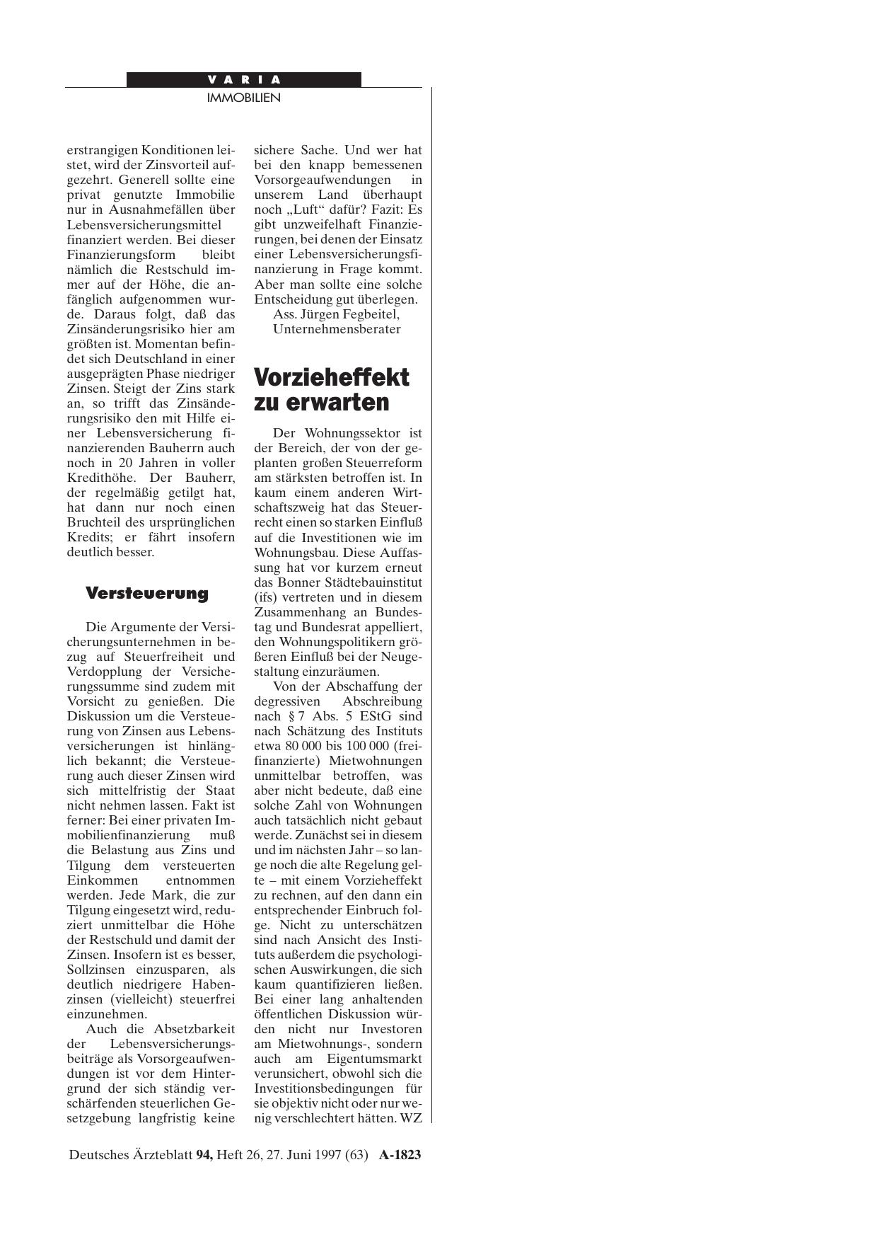 Vorschauseite 1: Vorzieheffekt zu erwarten