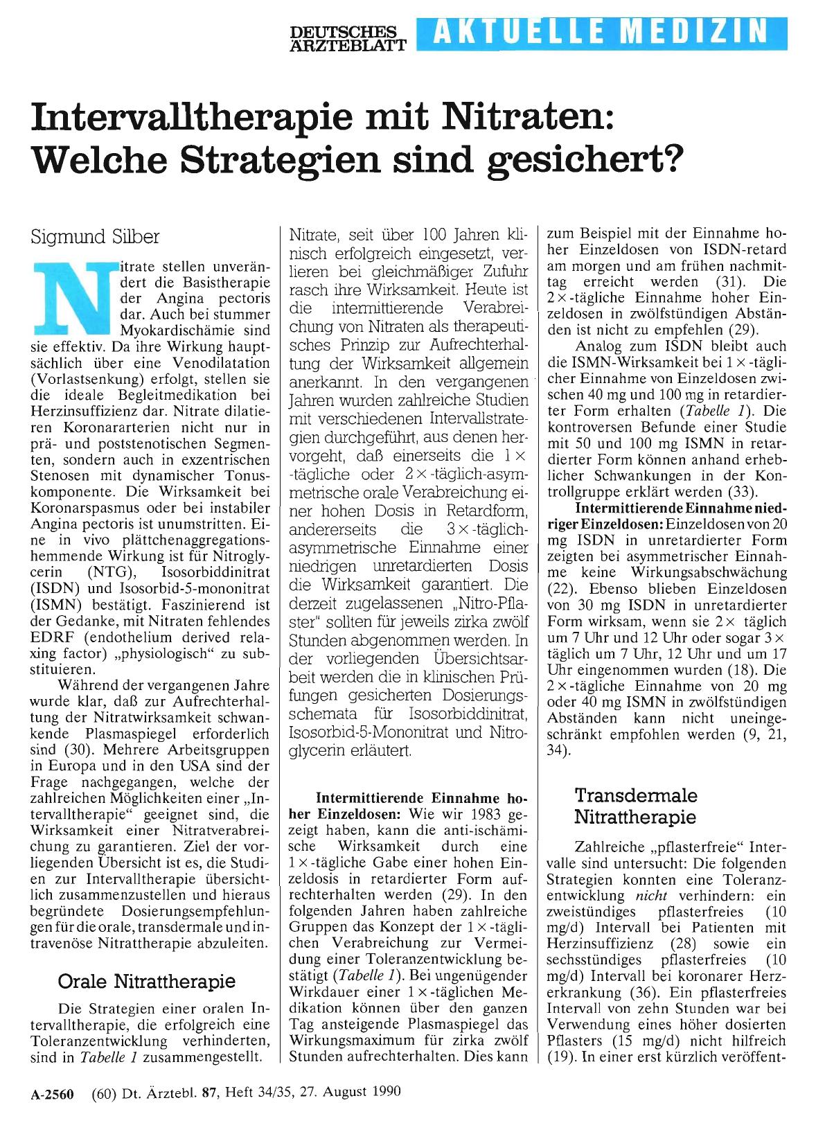 Vorschauseite 1: Intervalltherapie mit Nitraten: Welche Strategien sind gesichert?