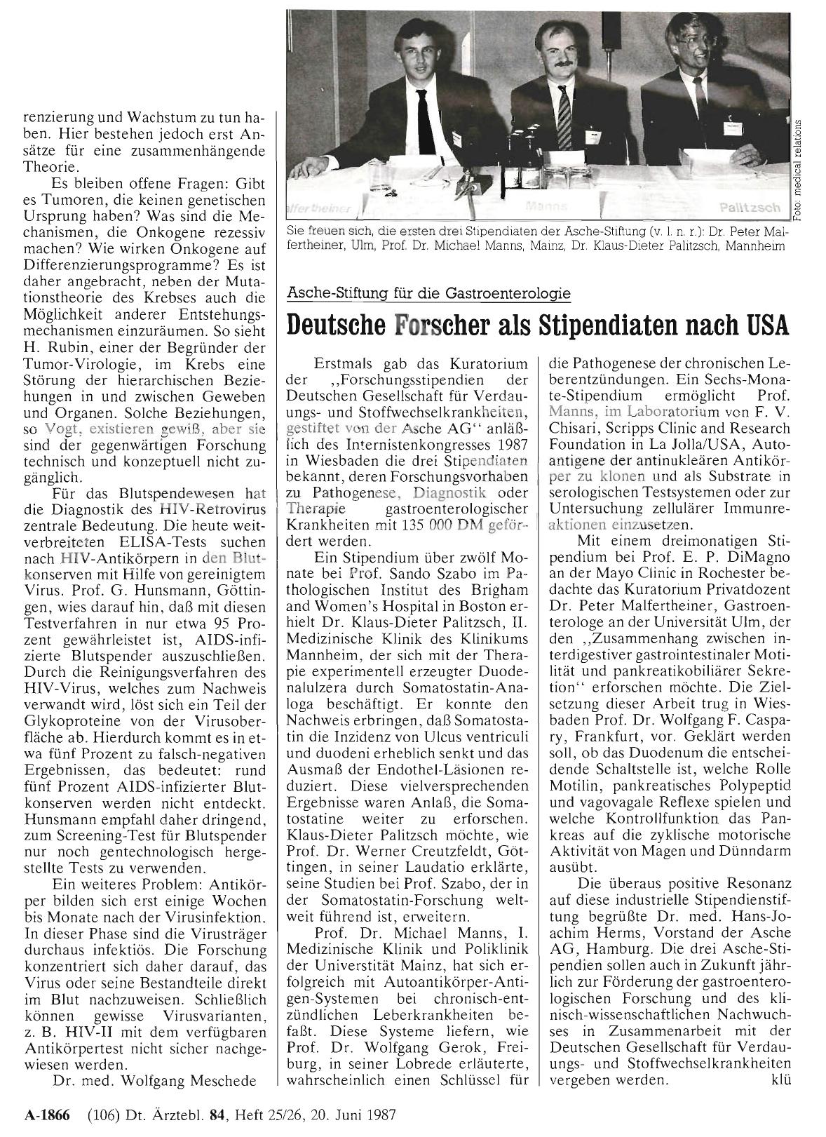 Vorschauseite 1: Asche-Stiftung für die Gastroenterologie: Deutsche Forscher als Stipendiaten nach USA
