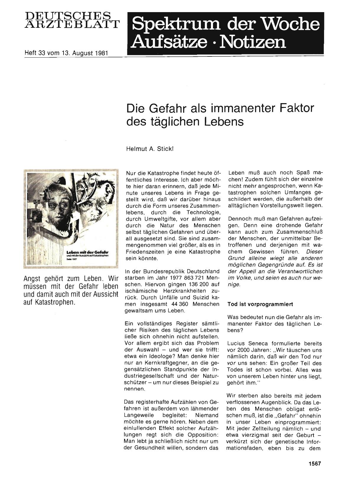 Vorschauseite 1: Die Gefahr als immanenter Faktor des täglichen Lebens
