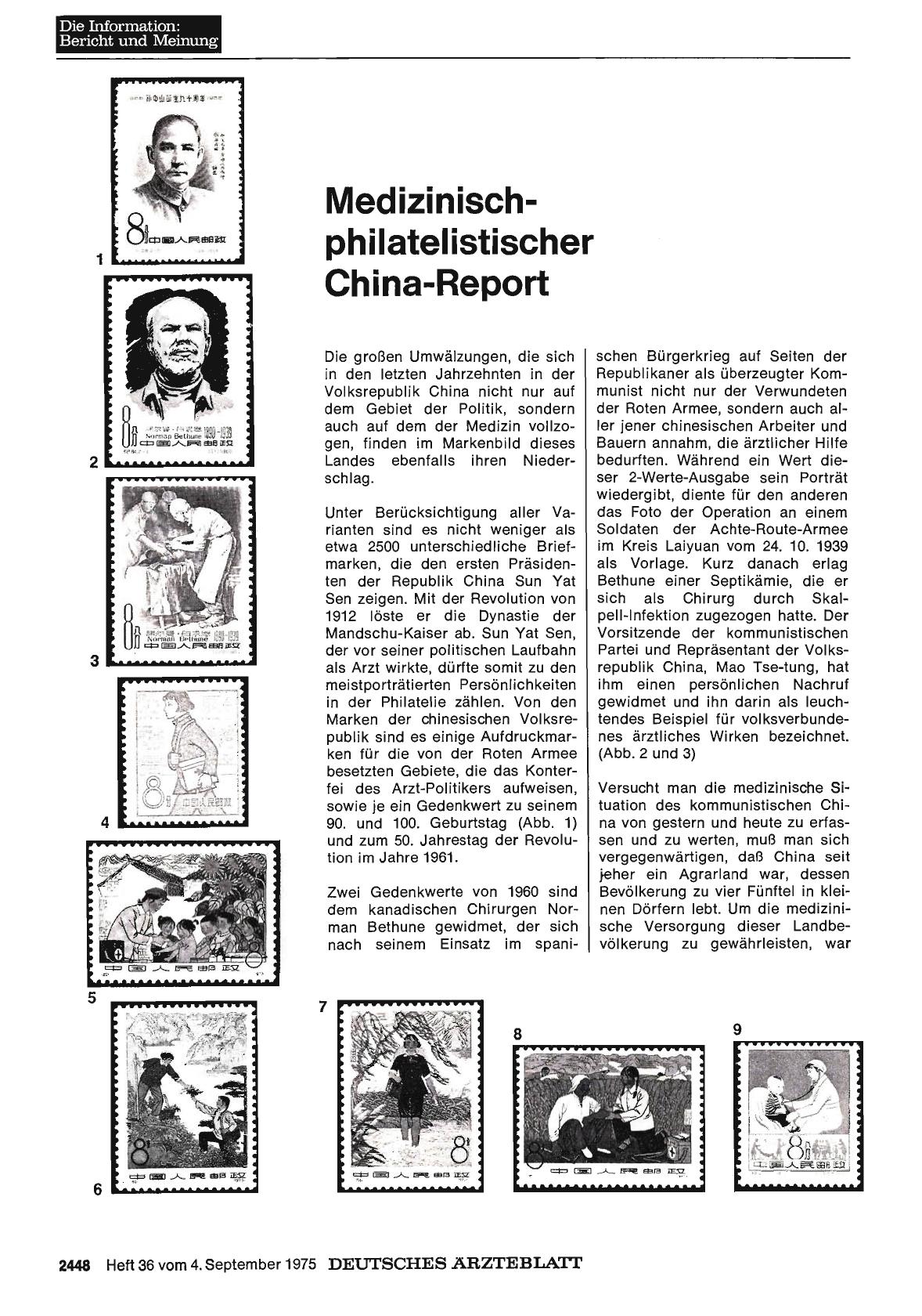 Vorschauseite 1: Medizinischphilatelistischer China-Report
