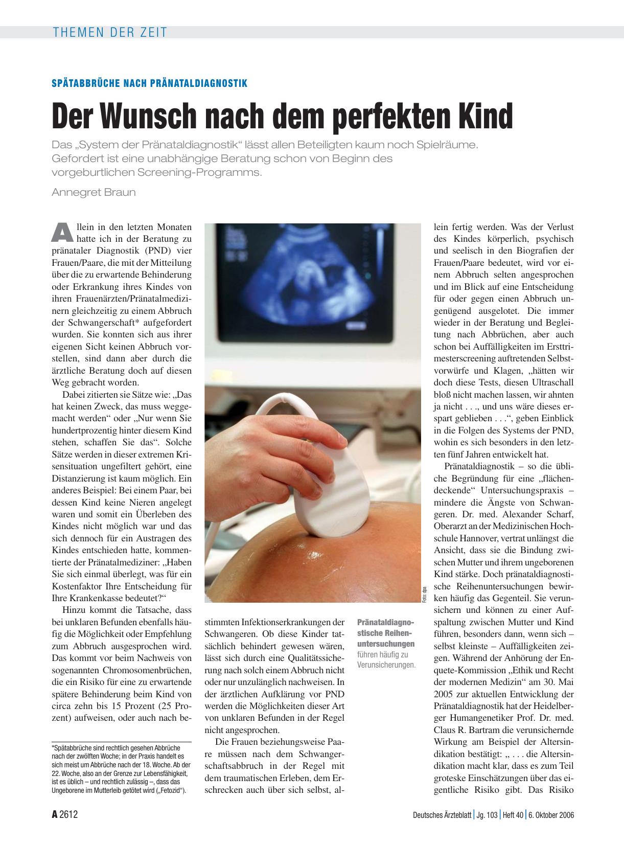 Vorschauseite 1: Spätabbrüche nach Pränataldiagnostik: Der Wunsch nach dem perfekten Kind