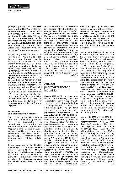 Vorschauseite 1: Aus der pharmazeutischen Industrie