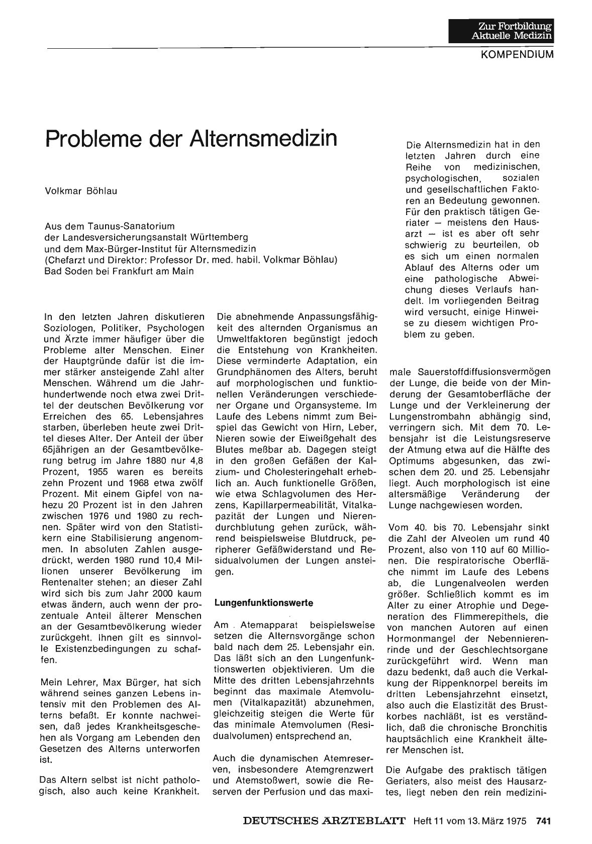 Vorschauseite 1: Probleme der Alternsmedizin
