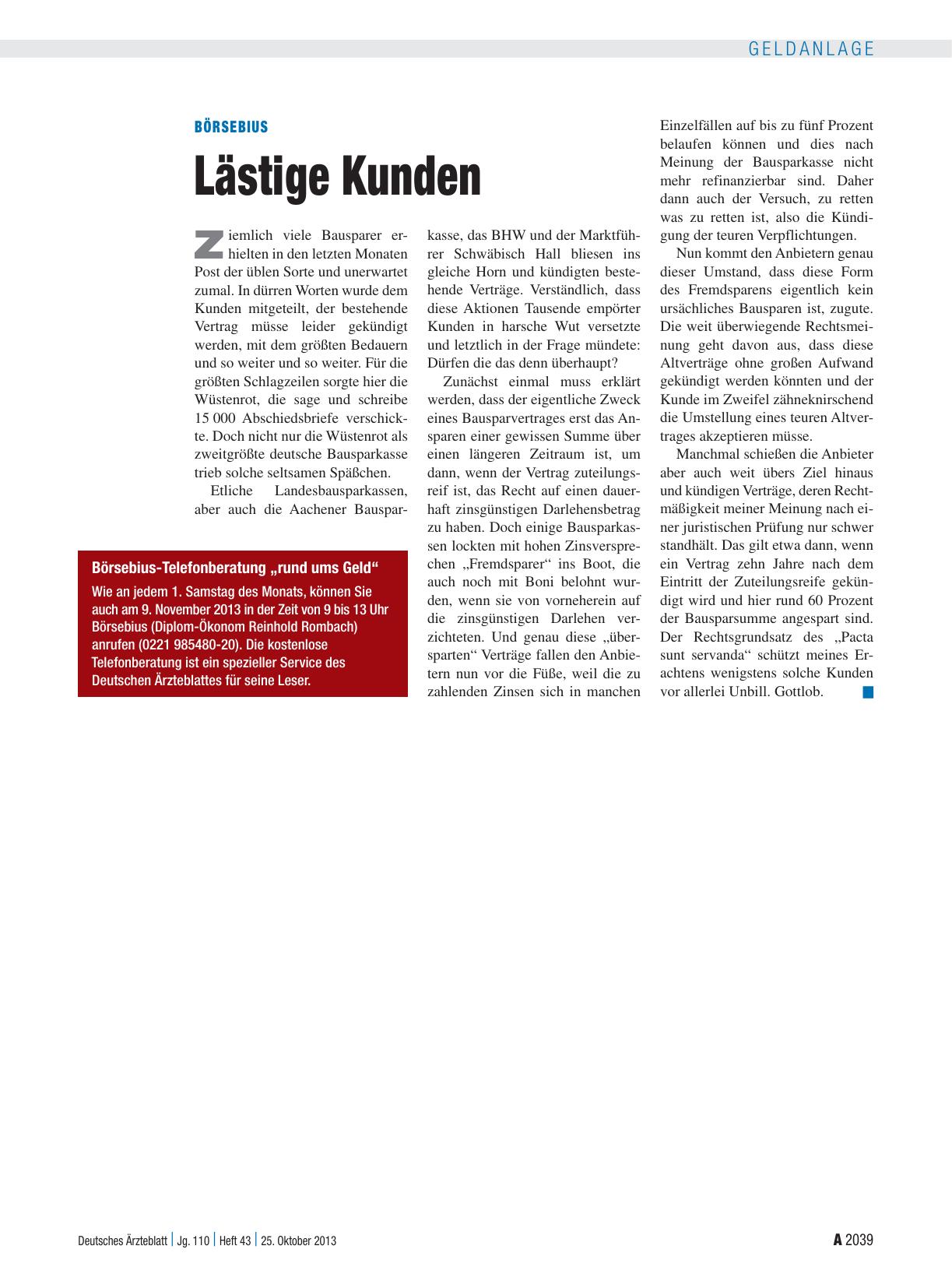 Vorschauseite 1: Börsebius: Lästige Kunden