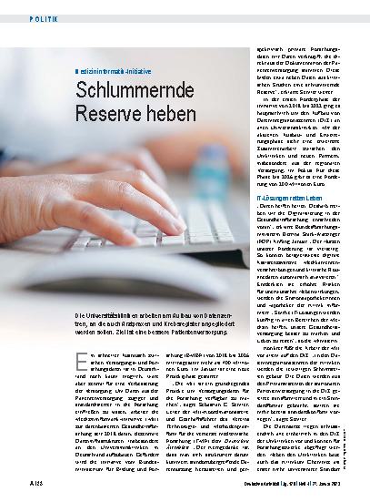 Vorschauseite 1: Medizininformatik-Initiative: Schlummernde Reserven heben
