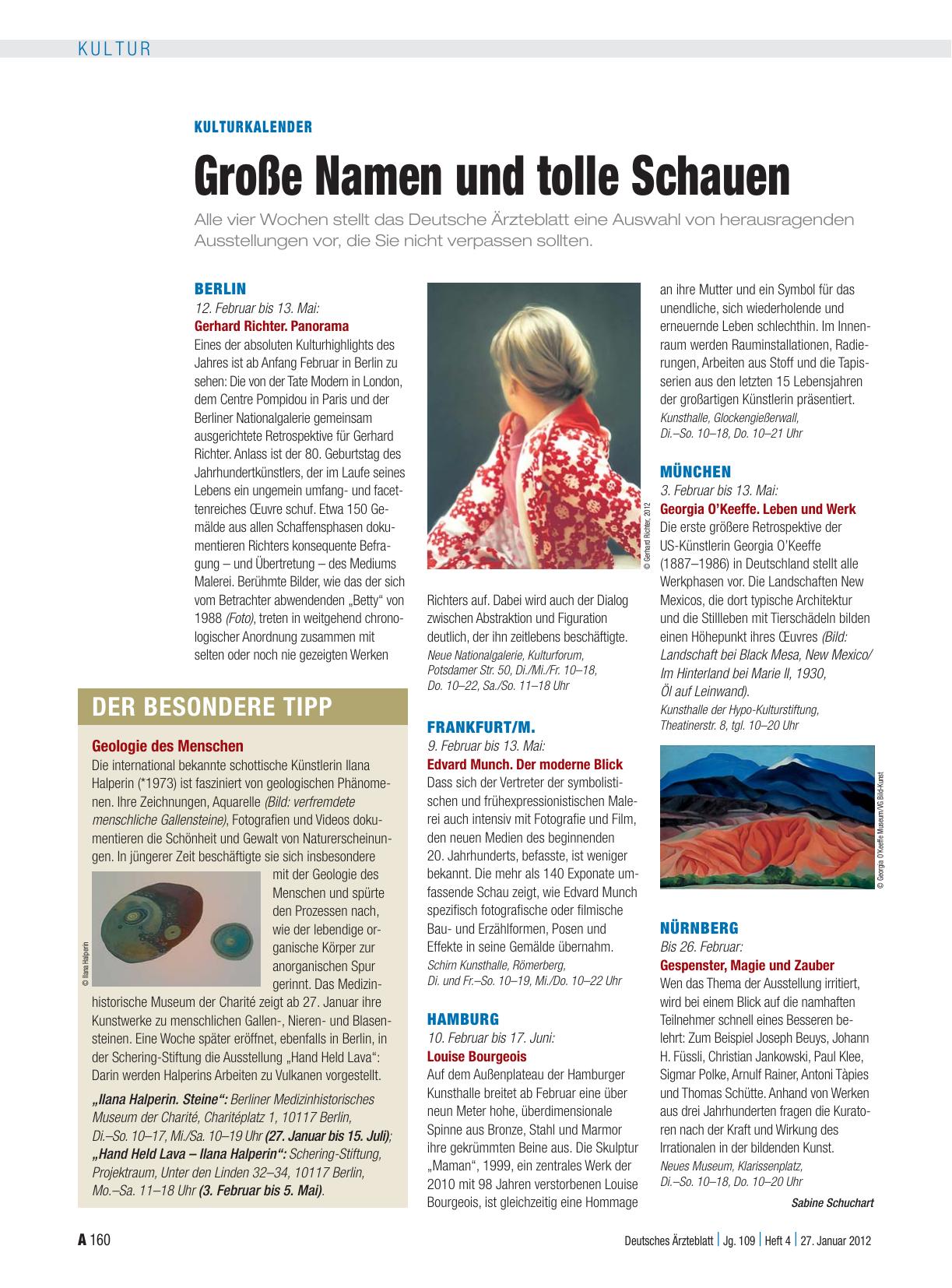 Vorschauseite 1: Kulturkalender: Große Namen und tolle Schauen