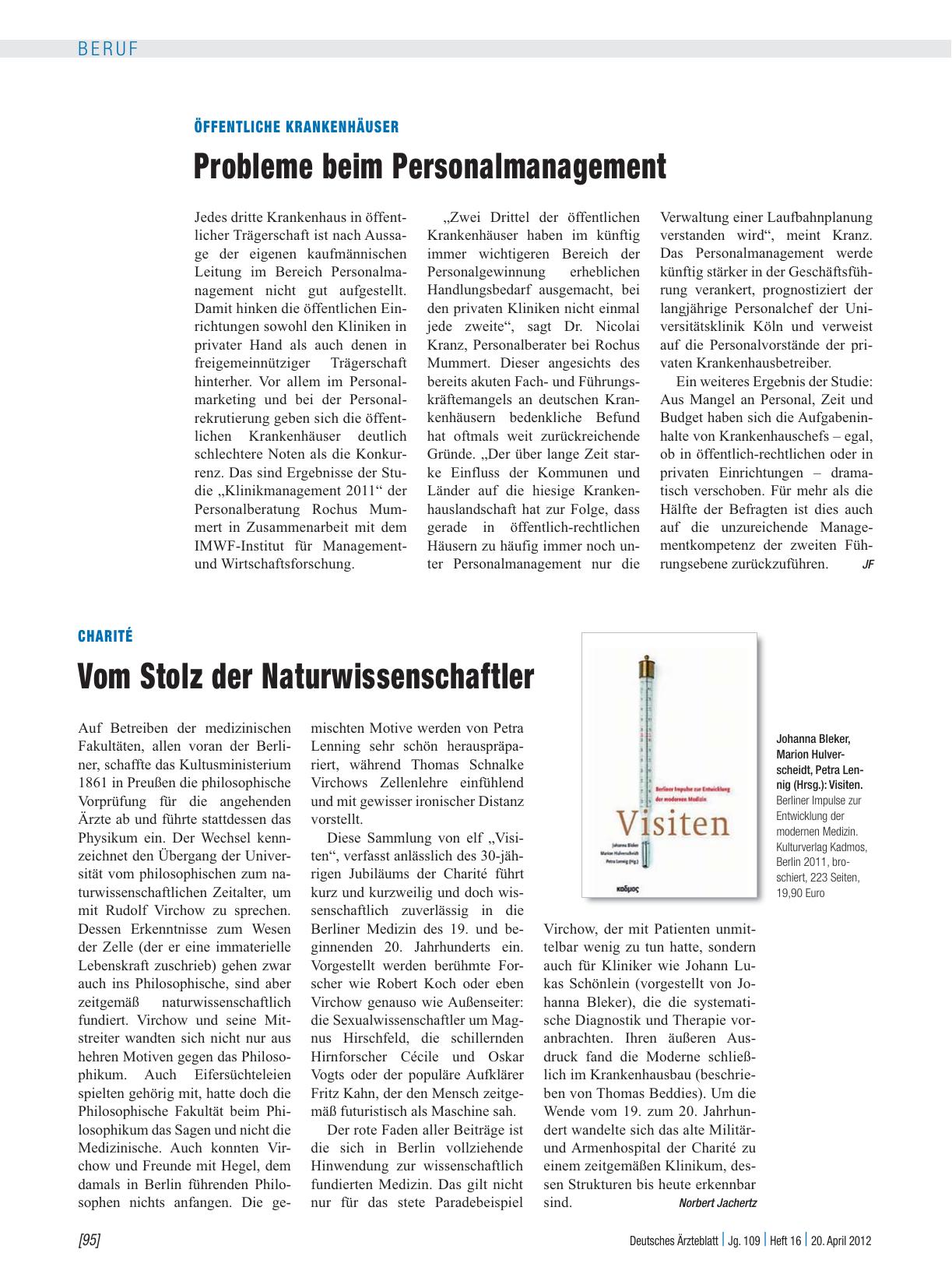 Vorschauseite 1: Charité: Vom Stolz der Naturwissenschaftler