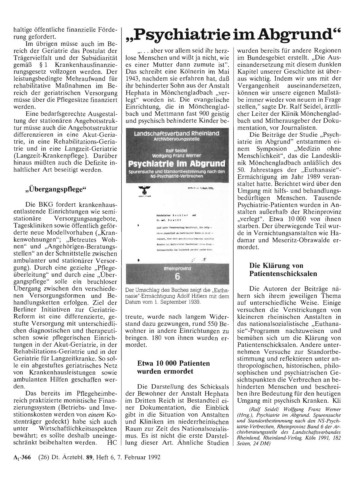 Vorschauseite 1: „Psychiatrie im Abgrund“