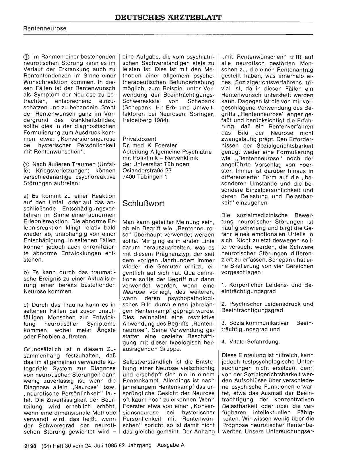 Vorschauseite 1: Die Rentenneurose: Schlußwort