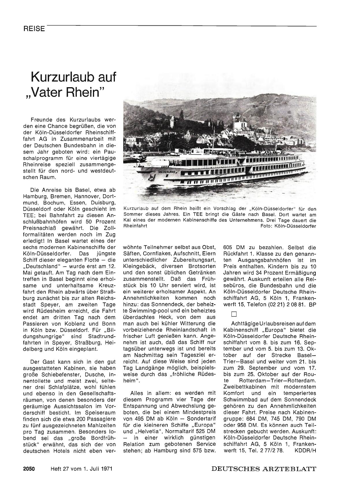 Vorschauseite 1: Kurzurlaub auf „Vater Rhein"
