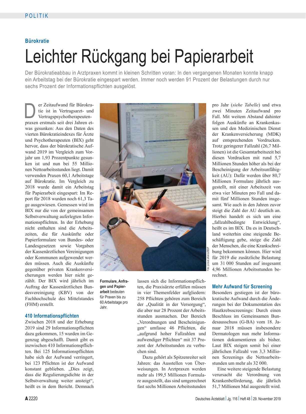Vorschauseite 1: Bürokratie: Leichter Rückgang bei Papierarbeit