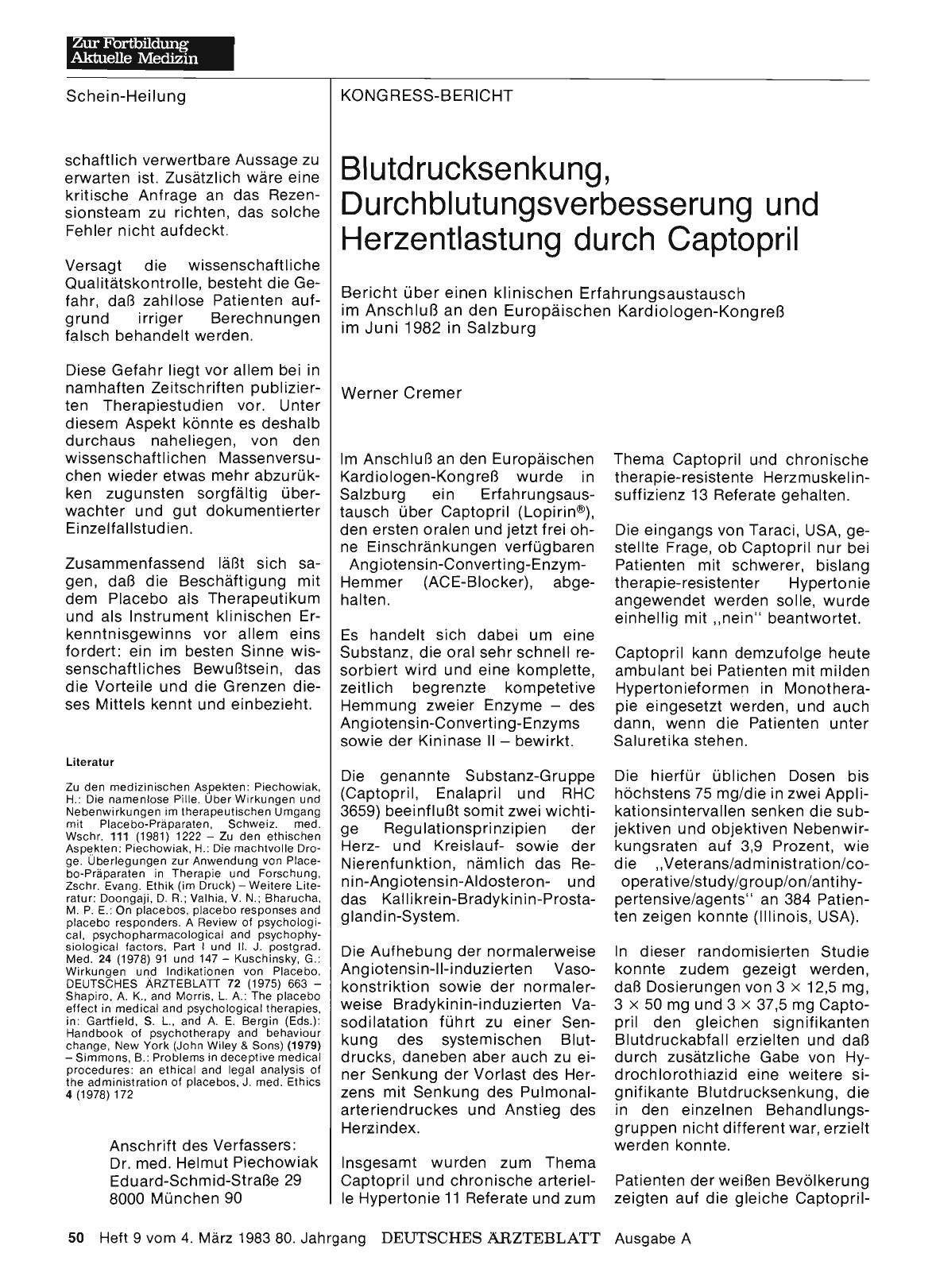 Vorschauseite 1: Blutdrucksenkung, Durchblutungsverbesserung und Herzentlastung durch Captopril