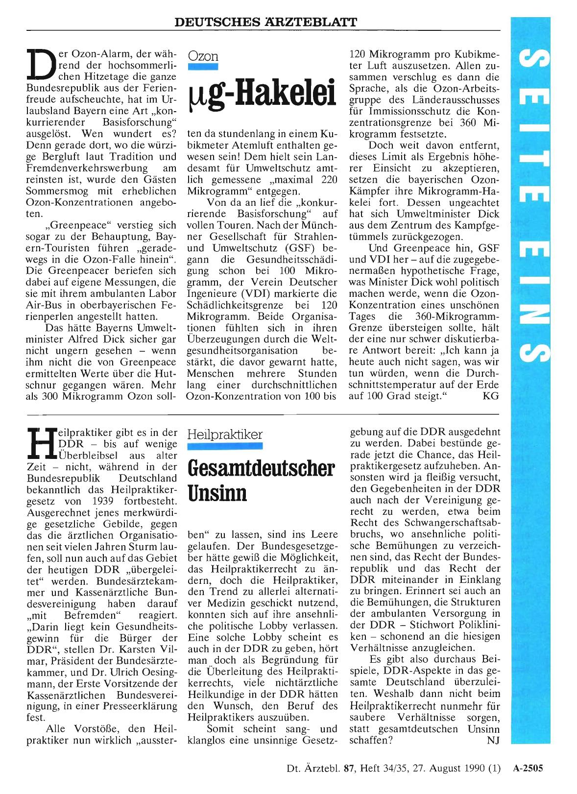 Vorschauseite 1: Ozon: µg-Hakelei