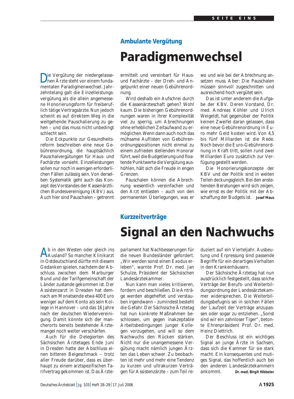 Vorschauseite 1: Kurzzeitverträge: Signal an den Nachwuchs