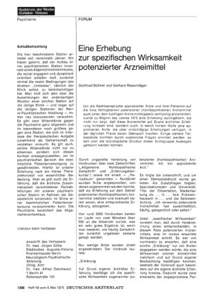 Vorschauseite 1: Eine Erhebung zur spezifischen Wirksamkeit potenzierter Arzneimittel