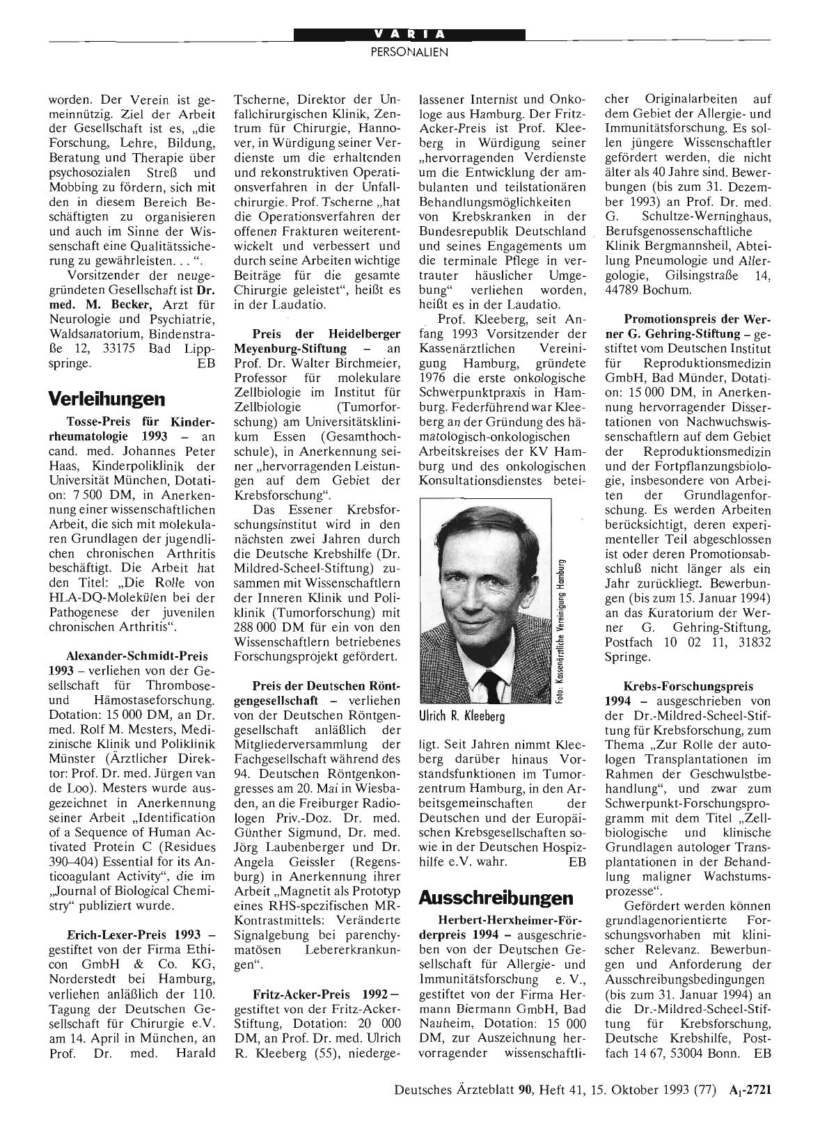 Vorschauseite 1: Verleihungen