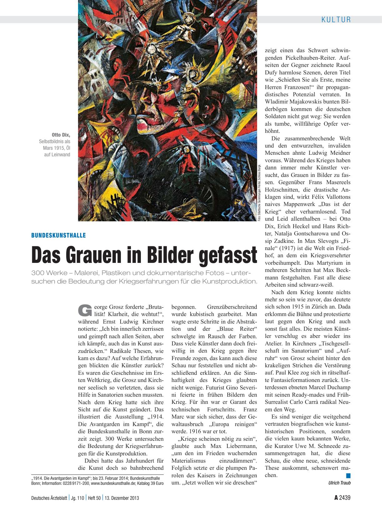 Vorschauseite 1: Bundeskunsthalle: Das Grauen in Bilder gefasst