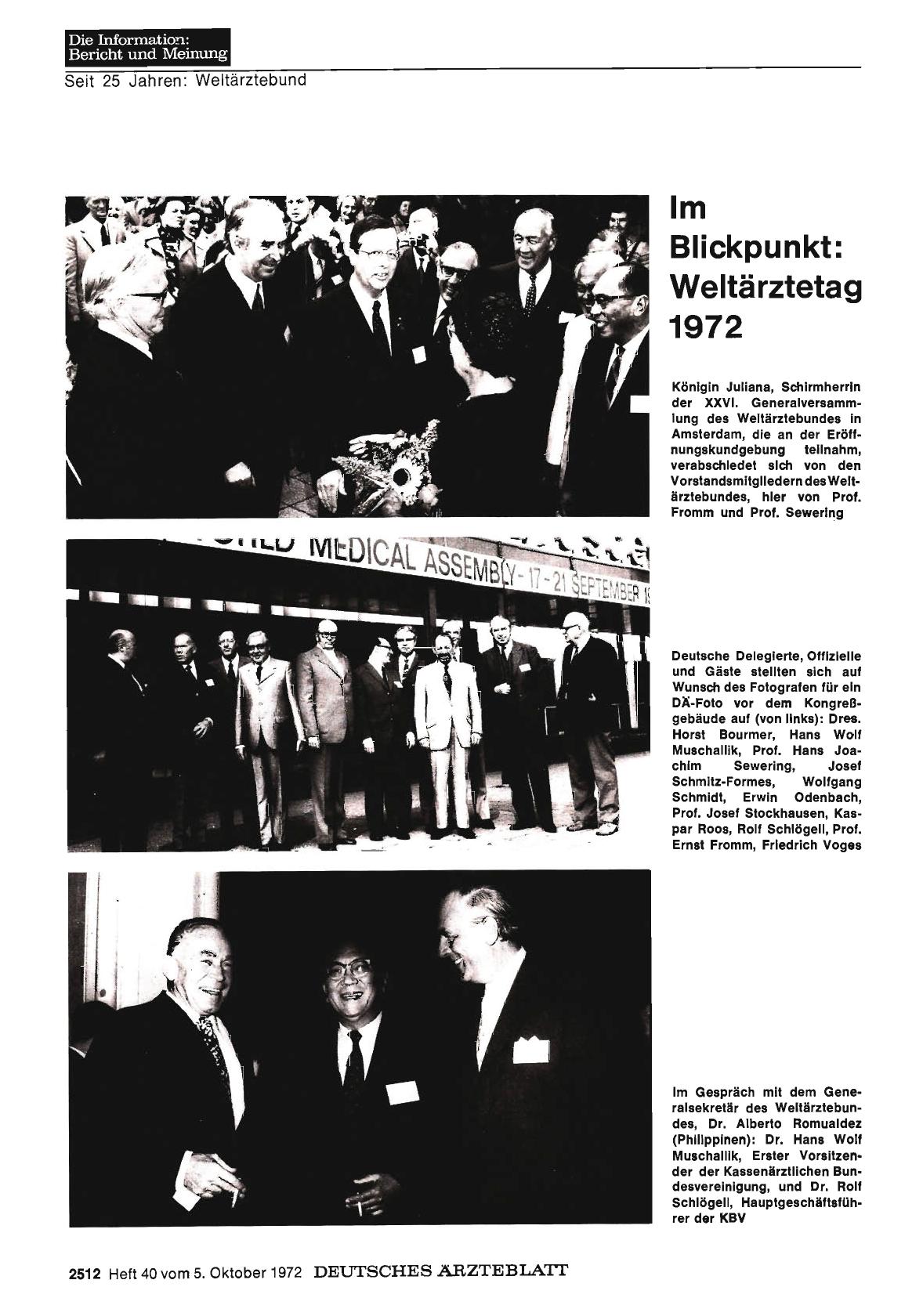 Vorschauseite 1: Im Blickpunkt: Weltärztetag 1972
