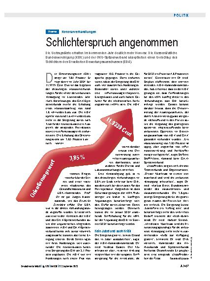 Vorschauseite 1: Honorarverhandlungen: Schlichterspruch angenommen