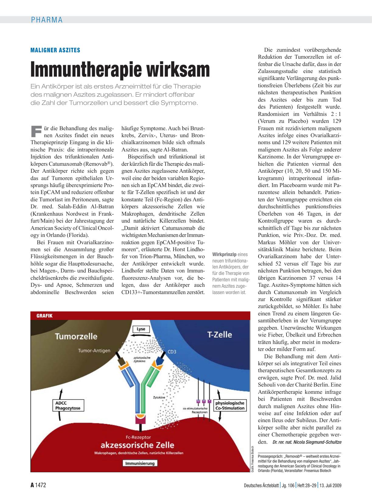 Vorschauseite 1: Maligner Aszites: Immuntherapie wirksam