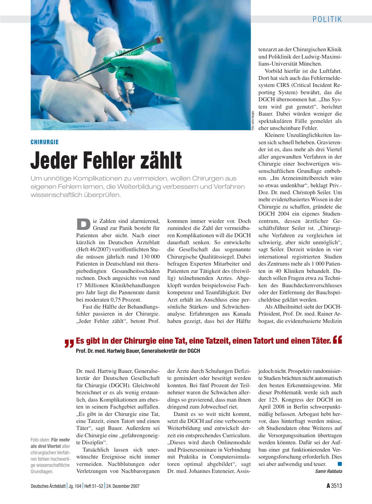 Vorschauseite 1: Chirurgie: Jeder Fehler zählt