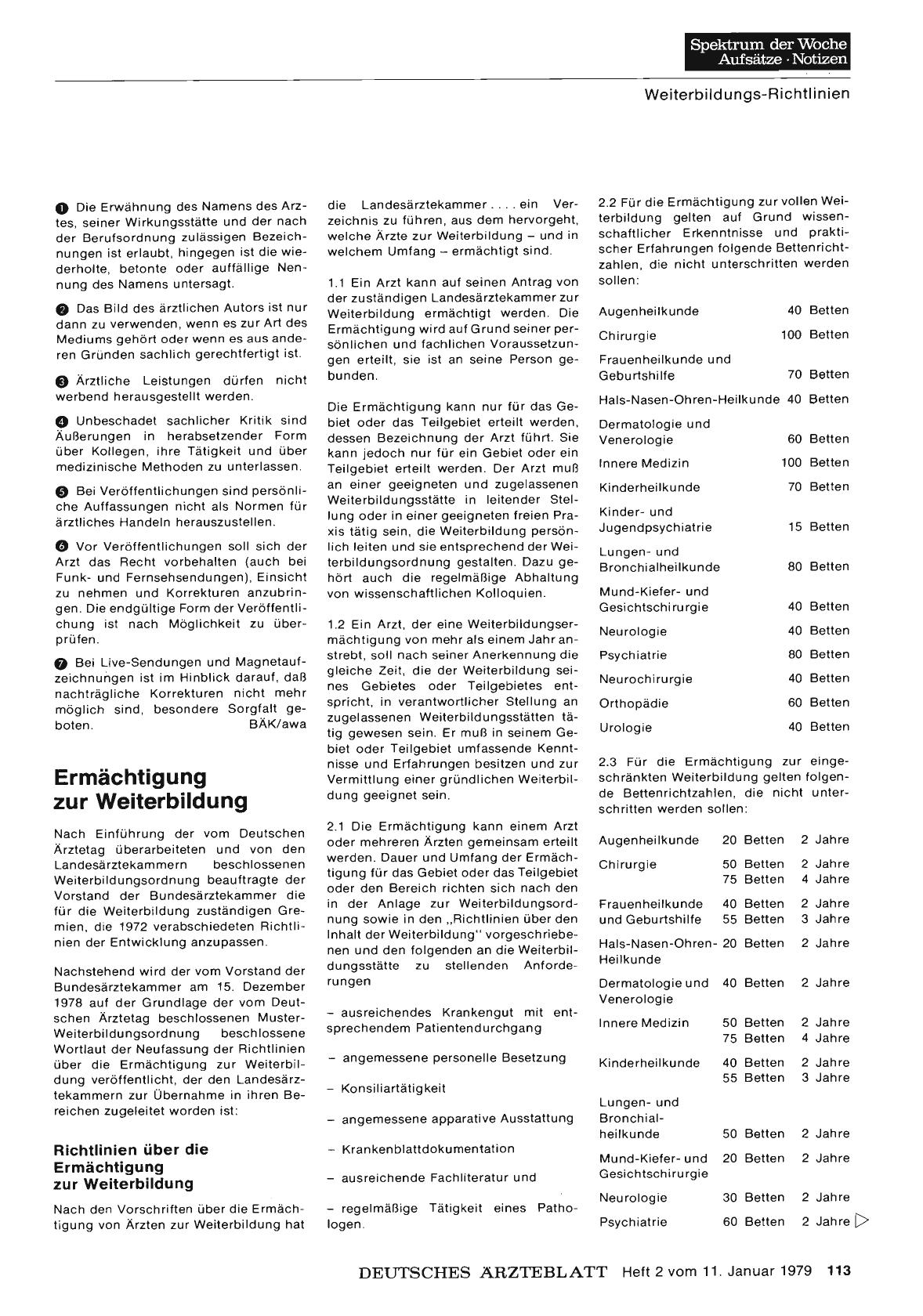Vorschauseite 1: Bundesärztekammer: Richtlinien über die Ermächtigung zur Weiterbildung