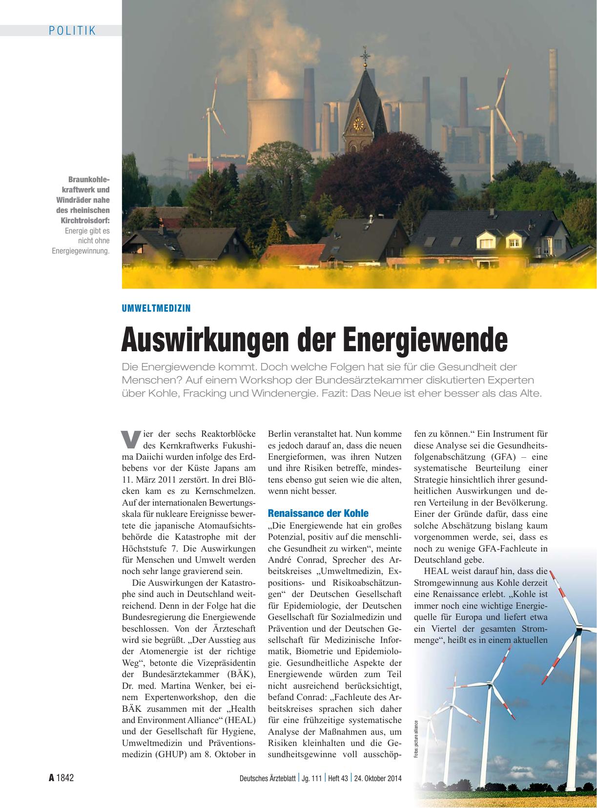 Vorschauseite 1: Umweltmedizin: Auswirkungen der Energiewende