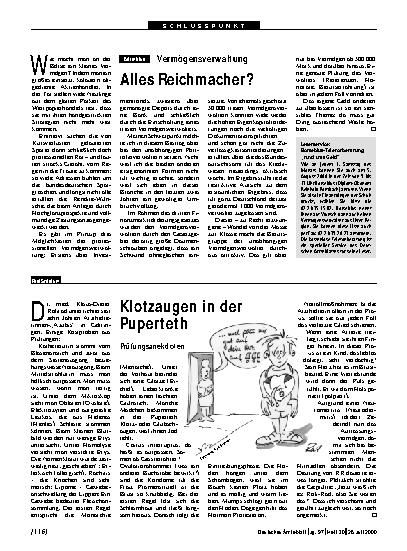 Vorschauseite 1: Klotzaugen in der Puperteth: Prüfungsanekdoten