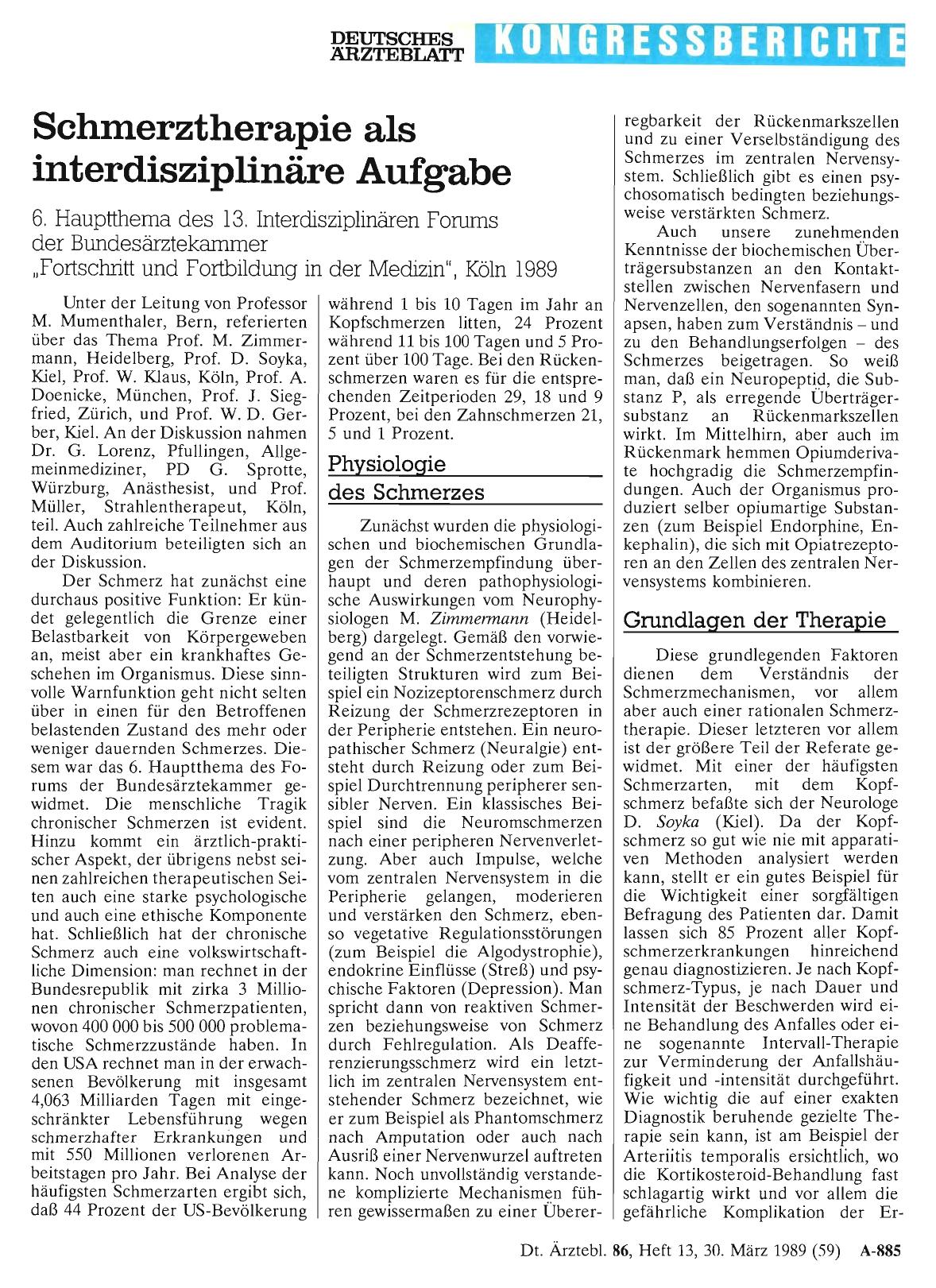 Vorschauseite 1: Schmerztherapie als interdisziplinäre Aufgabe