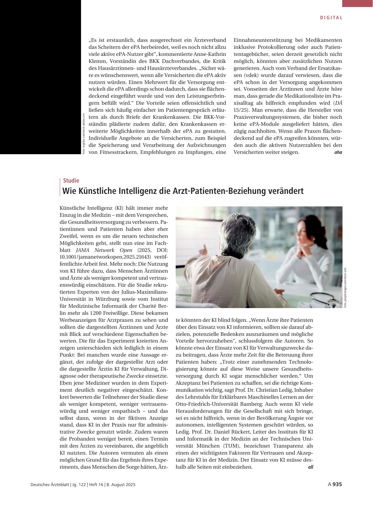 Vorschauseite 1: Studie: Wie Künstliche Intelligenz die Arzt-Patienten-Beziehung verändert