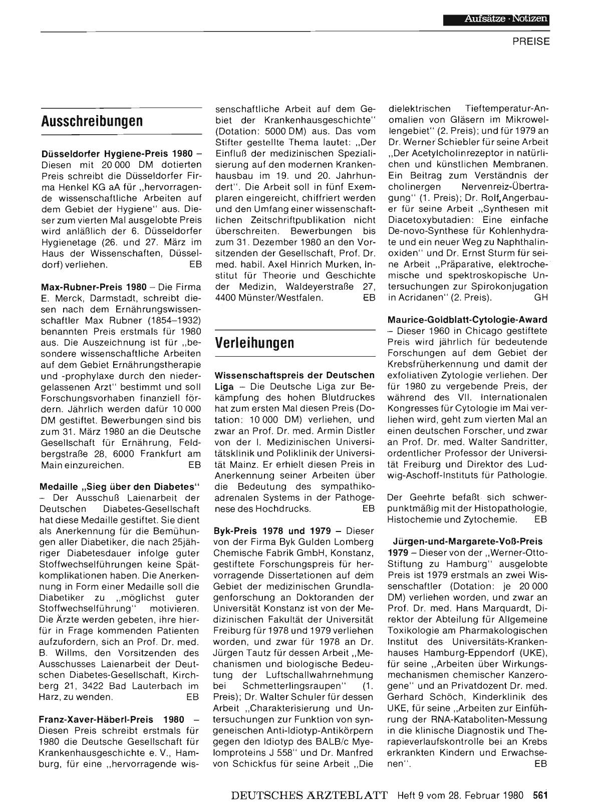 Vorschauseite 1: Verleihungen