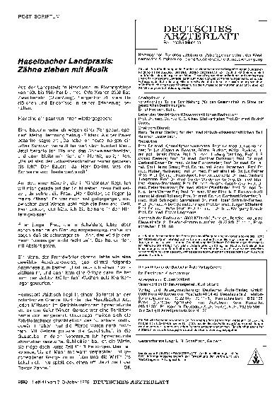 Vorschauseite 1: Haselbacher Landpraxis: Zähne ziehen mit Musik