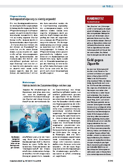 Vorschauseite 1: Pflegeversicherung: Beitragssatzsteigerung zu niedrig angesetzt